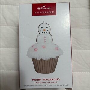 Hallmark Keepsake Snowman Cupcake Ornament with Pink and Brown